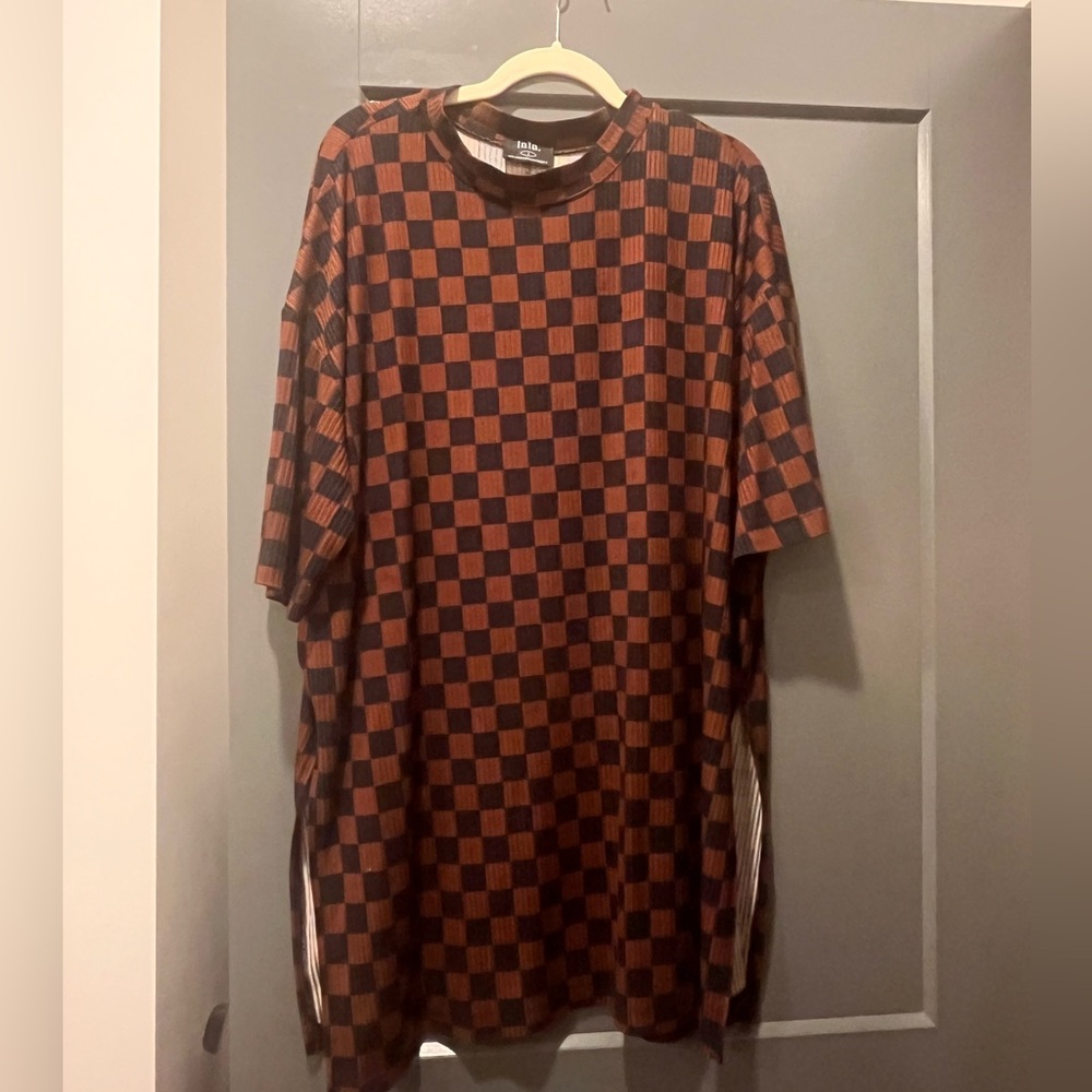 Dressed in LALA Lex Ribbed Checkerboard Playsuit in Black Mocha Size L - Picture 4 of 5